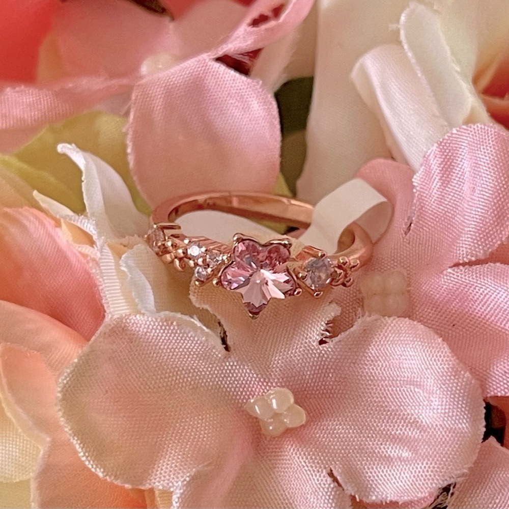 Elegant Pink, Floral Cherry Blossom Ring